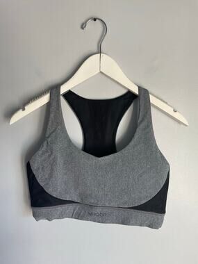 WHOOP 4.0 Gray Heather Racerback Sports Bra Built-In Device Pocket Size M Body